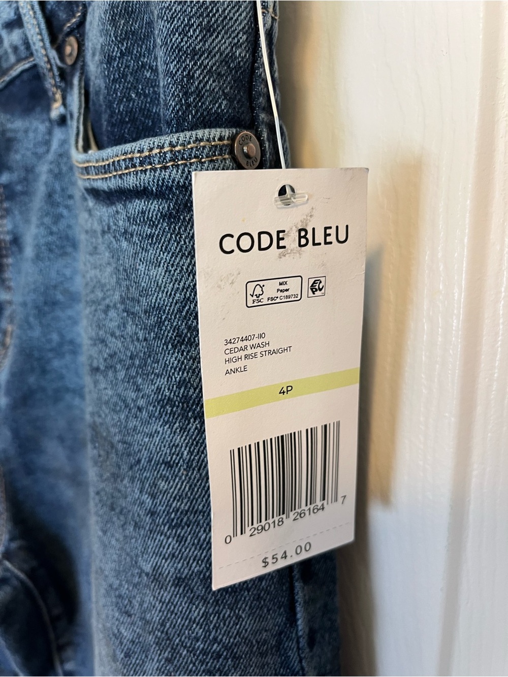 NWT Code Bleu Petite Size Stretch Denim Straight Leg High Rise Jeans - Picture 5 of 8